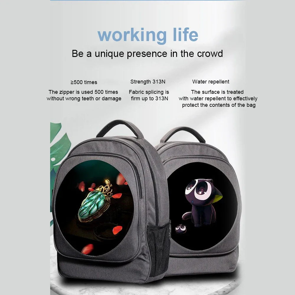3D Hologram Projector Backpack - Portable LED Advertising Display with Holographic Fan & Outdoor Use