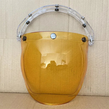 Open Face 3/4 Motorcycle Helmet Visor — Flip-Up Bubble PC Lens Windshield Shield for Casco Moto