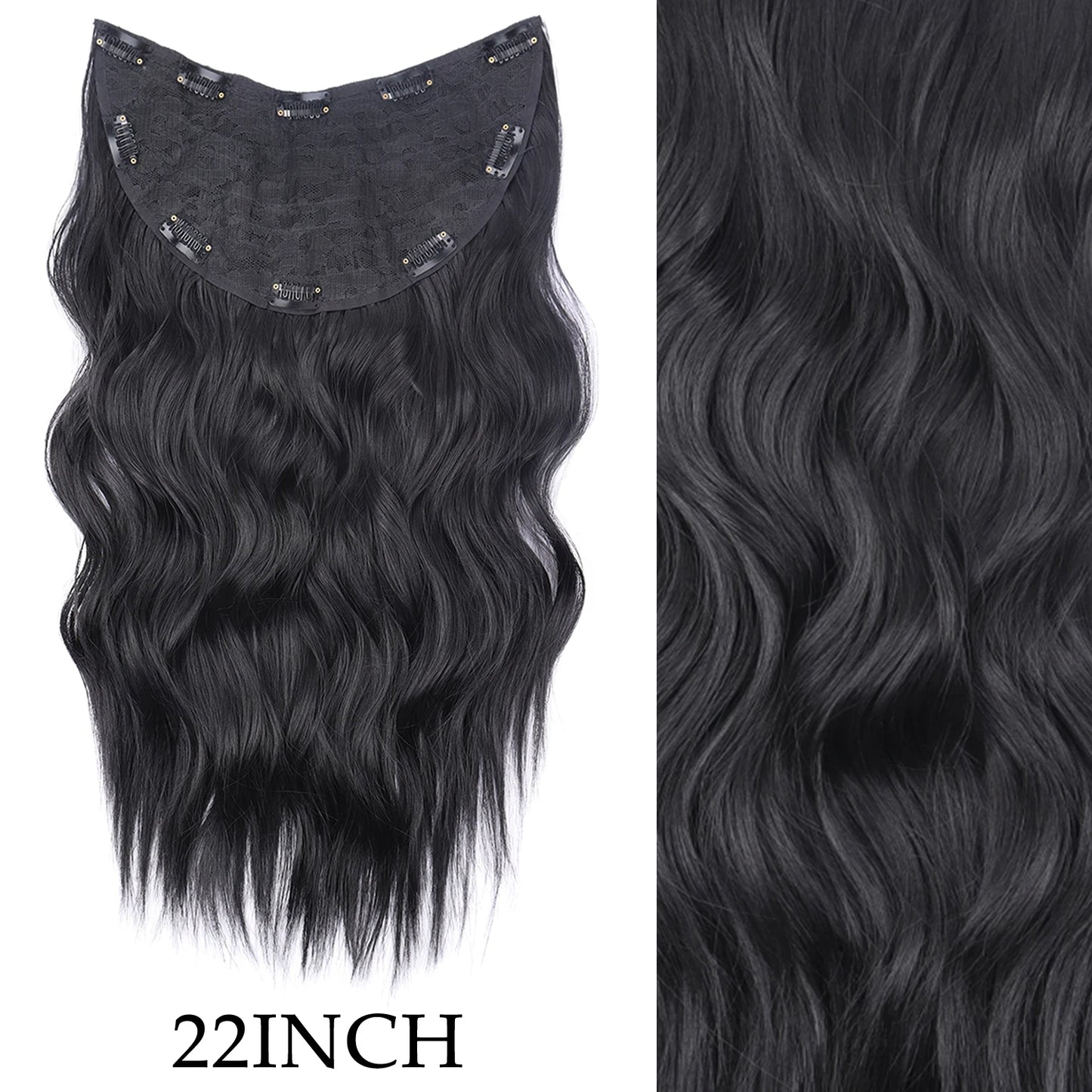 Women’s 7Pcs Hair Extensions with 16 Clips – Natural Black Straight Ombre Hairpiece