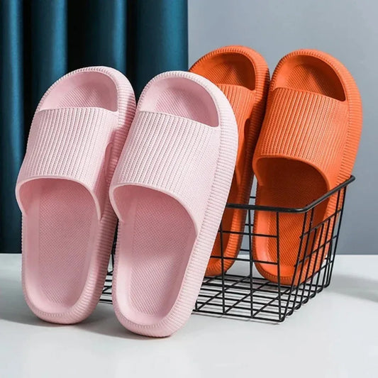 Women’s Thick EVA Pillow Slides – Soft Sole Non-Slip Indoor Home & Beach Flip Flops Summer Comfort Sandals