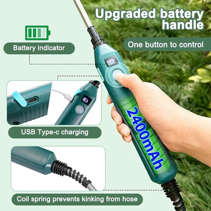 2400mAh Electric Garden Sprayer - High-Pressure Portable Plant Watering Tool with 3 Mist Nozzles for Lawn & Crop Irrigation