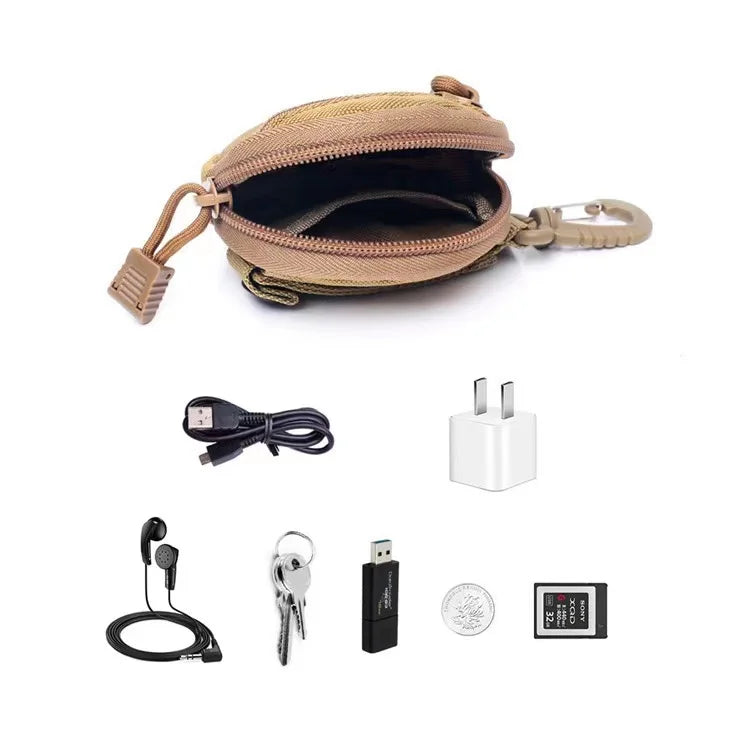 Outdoor Triangular Buckle Earphone Bag – Portable Circular Case for U Disk & Earphone Protection