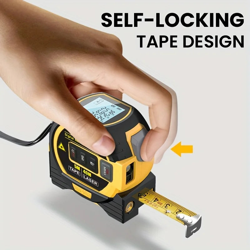 3-in-1 Laser Tape Measure: High Precision Digital Rangefinder with Steel Tape - 1 Piece