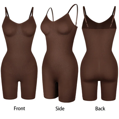 Women’s Bodysuit Shapewear Tank Top — Tummy Control Full Body Shaper with Anti-Chafing Shorts, Waist Trainer & Butt Lifter