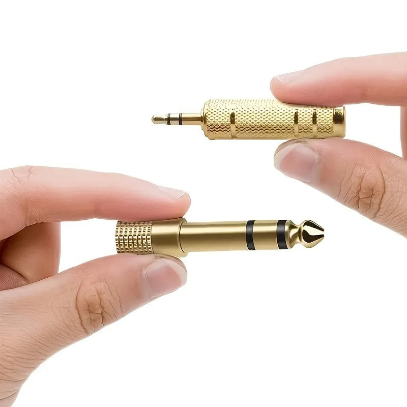 2 Pack Audio Adapter Set, 6.5mm to 3.5mm and 3.5mm to 6.5mm, 1/4-inch to 1/8-inch and 1/8-inch to 1/4-inch, Suitable for Headphones