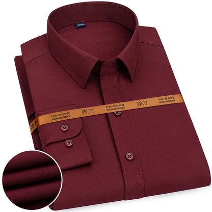 Men's Solid Color Long Sleeve Shirt - Slim Fit Formal Business Casual Dress Shirt