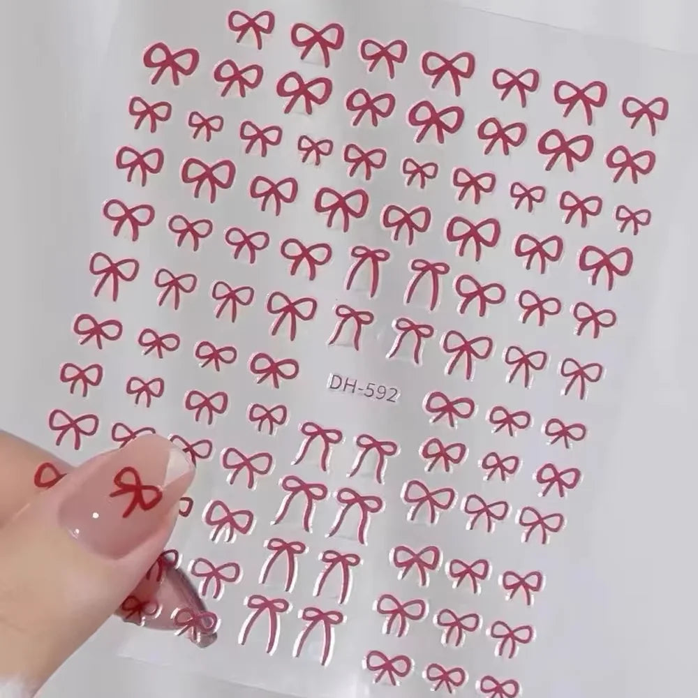 5D White Lace Bowknot Nail Art Stickers – Self-Adhesive Pearl Ribbon Luxury Nail Decals for DIY Manicure Decoration