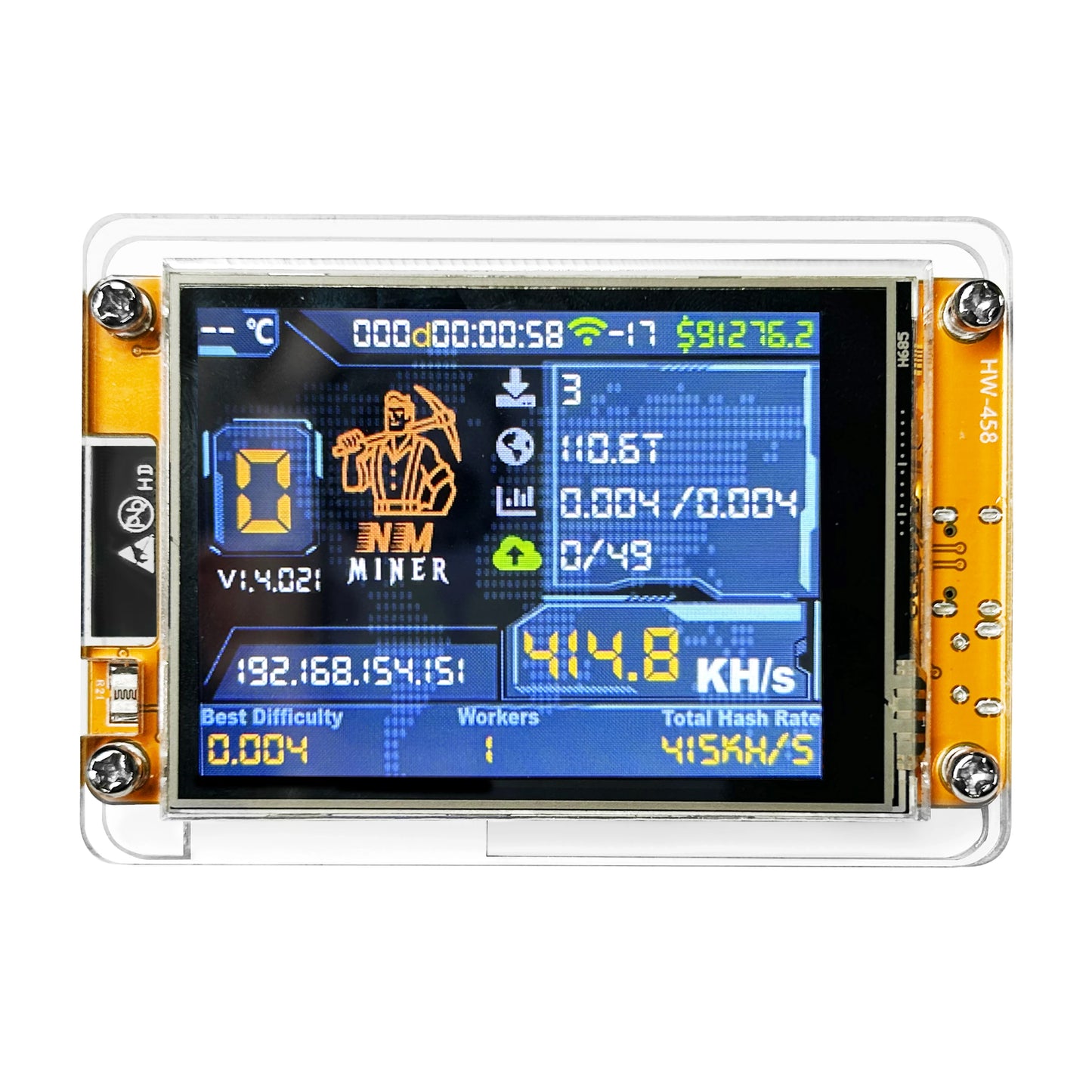 NMMiner NerdMiner V2 ESP32 Lucky Miner with 2.8" Smart Display – 960KH/s Bitcoin Solo Lottery Crypto Miner