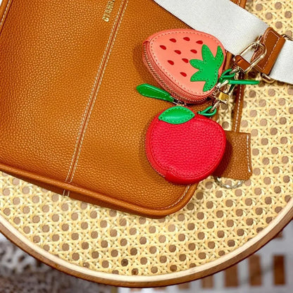 Mini Cherry & Strawberry Coin Purse – Cute PU Leather Keychain Bag for Earphones and Small Storage, Korean Style