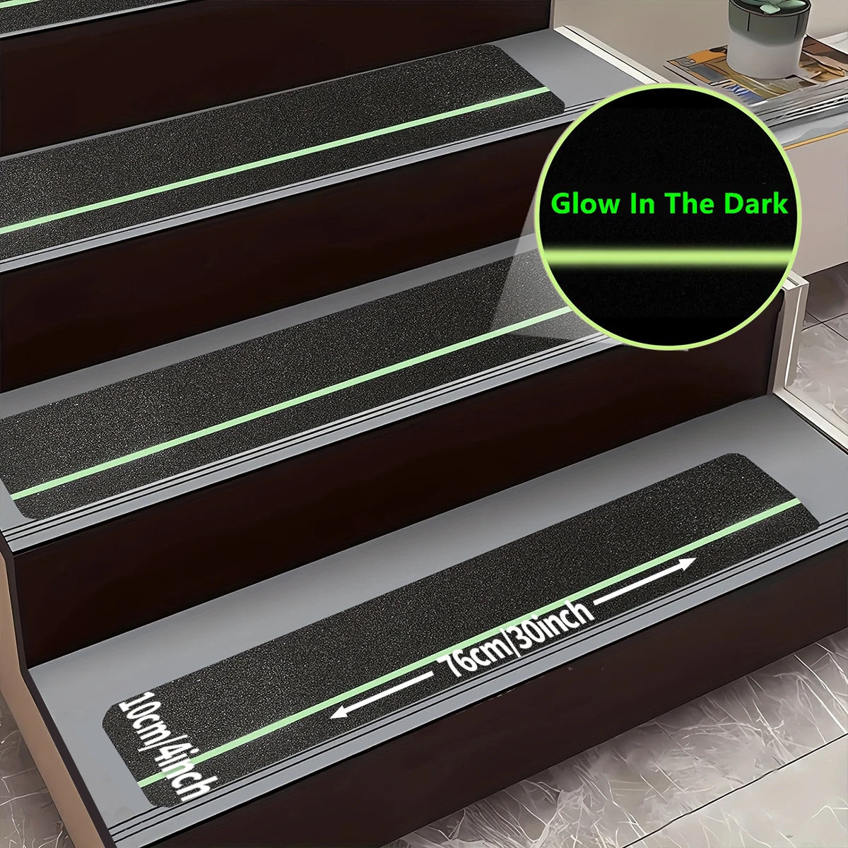 Glow in the Dark Anti-Slip Grip Tape Green Non-Skid Abrasive Adhesive Traction Tape for Stair Safety Treads & Steps