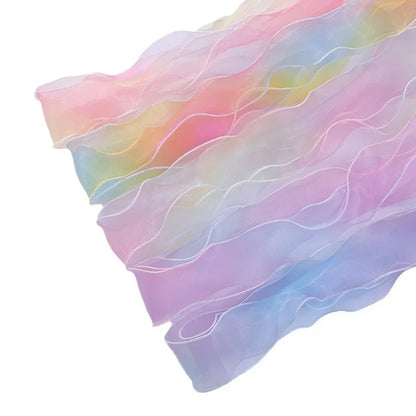 6cm Rainbow Gradient Fishtail Yarn Ribbon - Colorful Edging Trim for Hair Accessories, Cake Packaging & DIY Crafts
