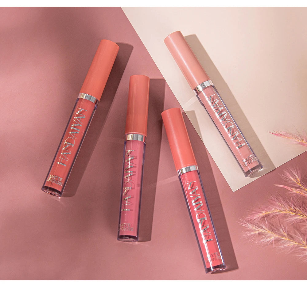 HANDAIYAN 6-Piece Matte Liquid Lipstick Set – Long-Lasting, Non-Stick Cup Lip Gloss Gift Box