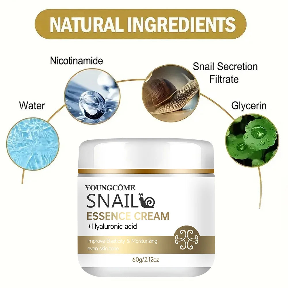 Snail Essence Cream with Hyaluronic Acid – Moisturizing, Elasticity-Boosting Skin Care for Smooth Texture
