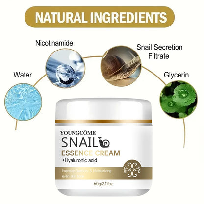Snail Essence Cream with Hyaluronic Acid – Moisturizing, Elasticity-Boosting Skin Care for Smooth Texture