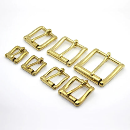 Brass Roller Belt Buckle – Adjustable Pin Buckle for Leather Belts, Bag Straps, DIY Crafts, and Accessories