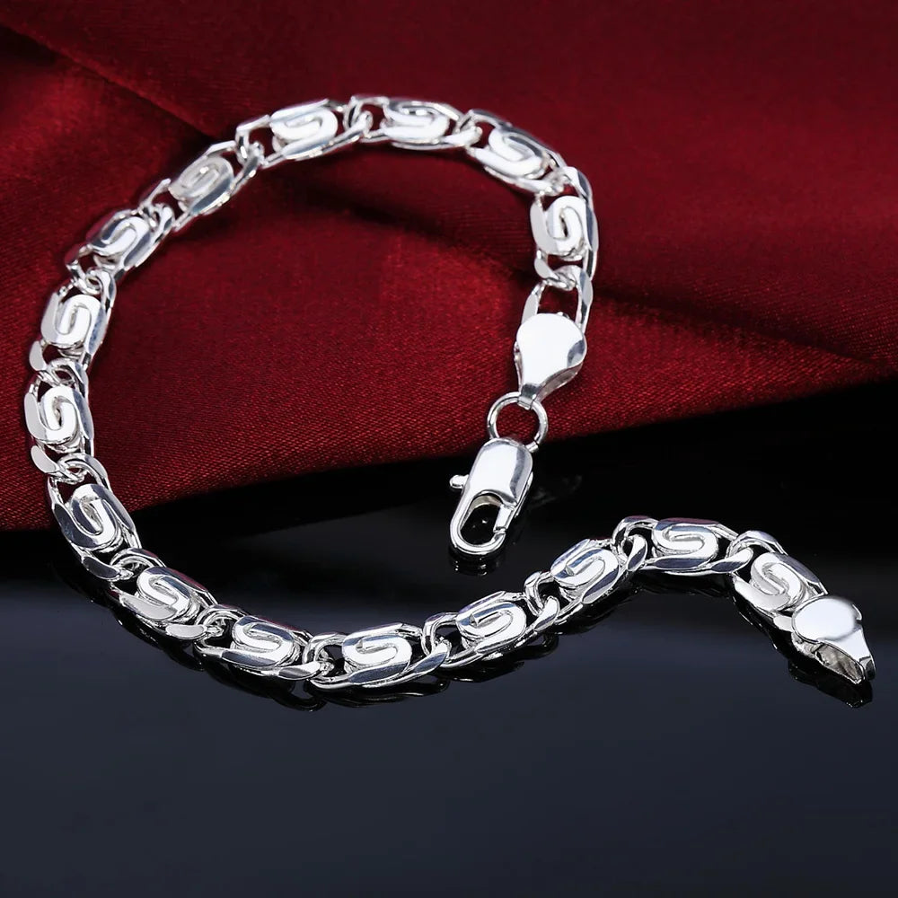 Fine 925 Sterling Silver Chain Bracelet – Solid Charm Jewelry for Women & Men, Party, Wedding & Fashion Gift