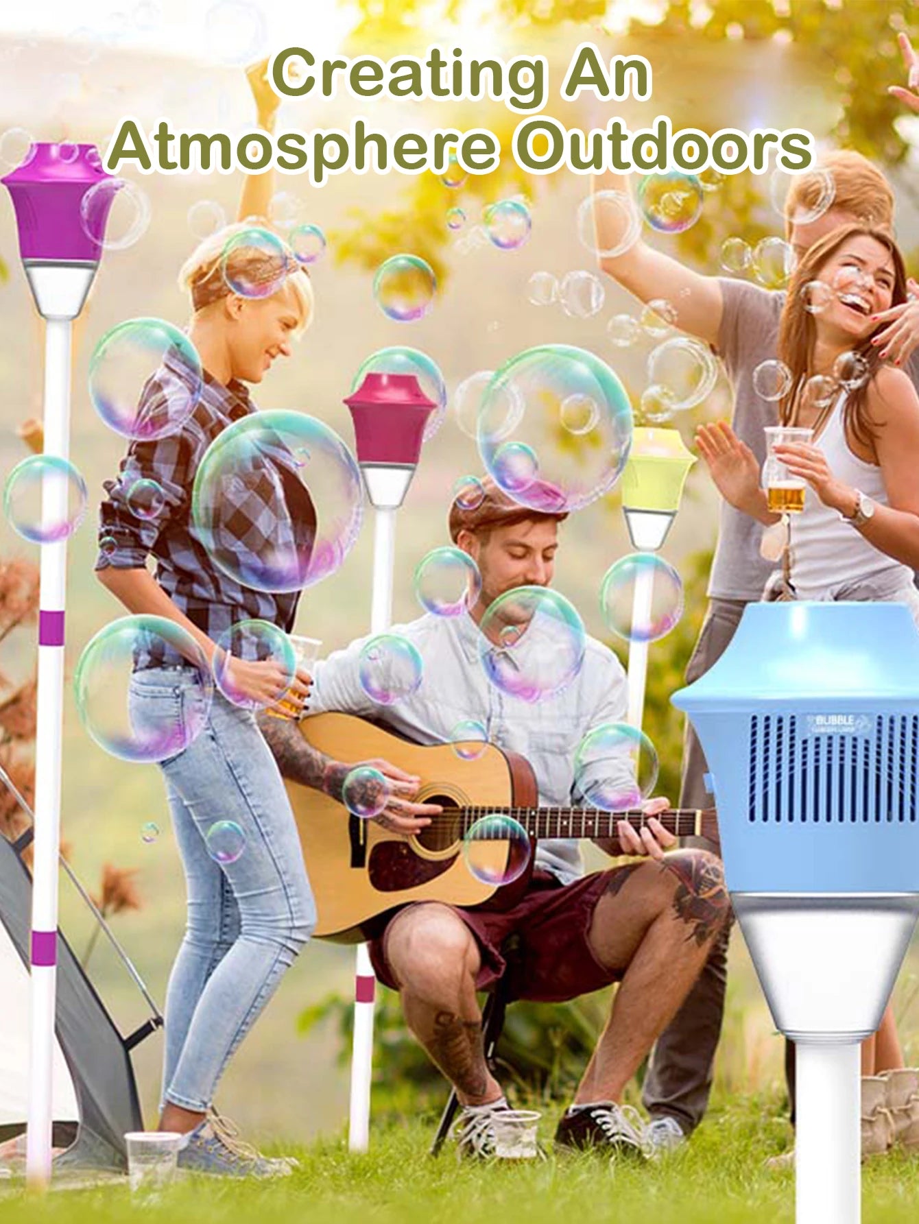 Street Light Bubble Machine – Fully Automatic Light-Up Bubble Maker for Birthday, Wedding & Outdoor Parties