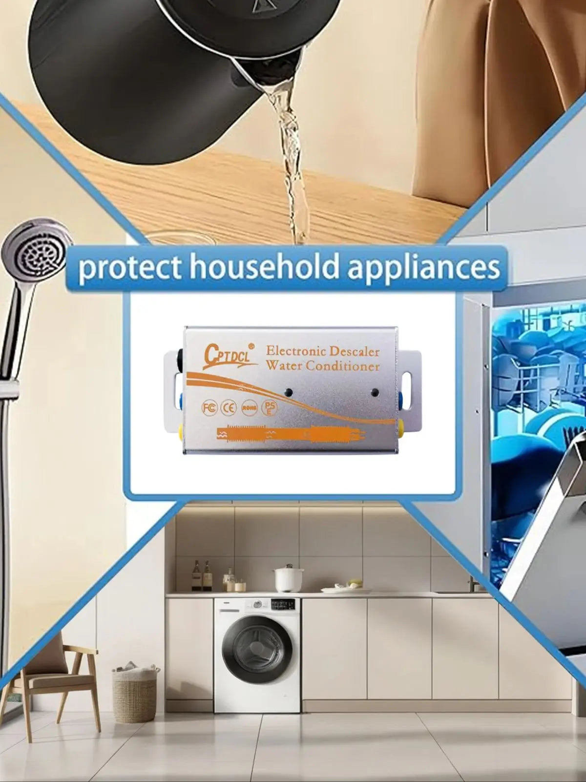 Electronic Water Descaler System - Salt-Free Hard Water Conditioner with Alloy Shell for Home Water Treatment