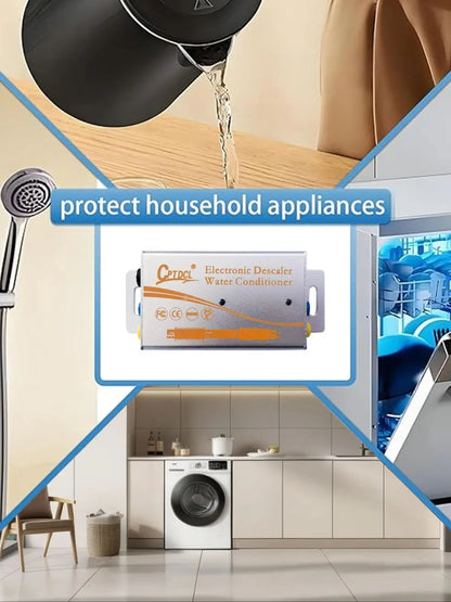 Electronic Water Descaler System - Salt-Free Hard Water Conditioner with Alloy Shell for Home Water Treatment
