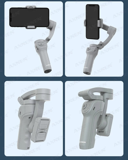 HQ6 3-Axis Gimbal Handheld Stabilizer – With Fill Light, Face Tracking, Anti-Shake for Android & iPhone Video Recording