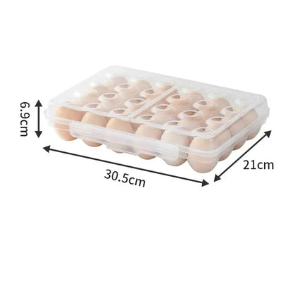 Plastic Egg Storage Holder - Portable Refrigerator Egg Organizer Tray with Lid for Fridge Camping & Outdoor Use