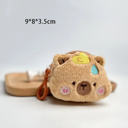 Creative Capybara Anime Plush Coin Purse – Kawaii Mini Round Cartoon Bag Pendant