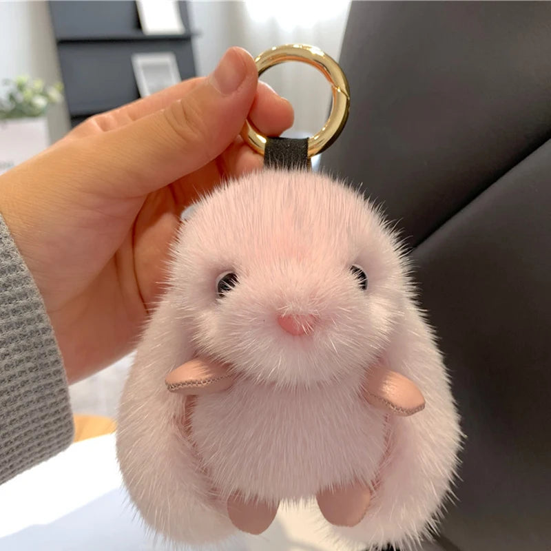 ZAKOL 15cm Fluffy Bunny Pom Pom Keychain - Soft Rabbit Bag Charm & Cute Accessory Gift