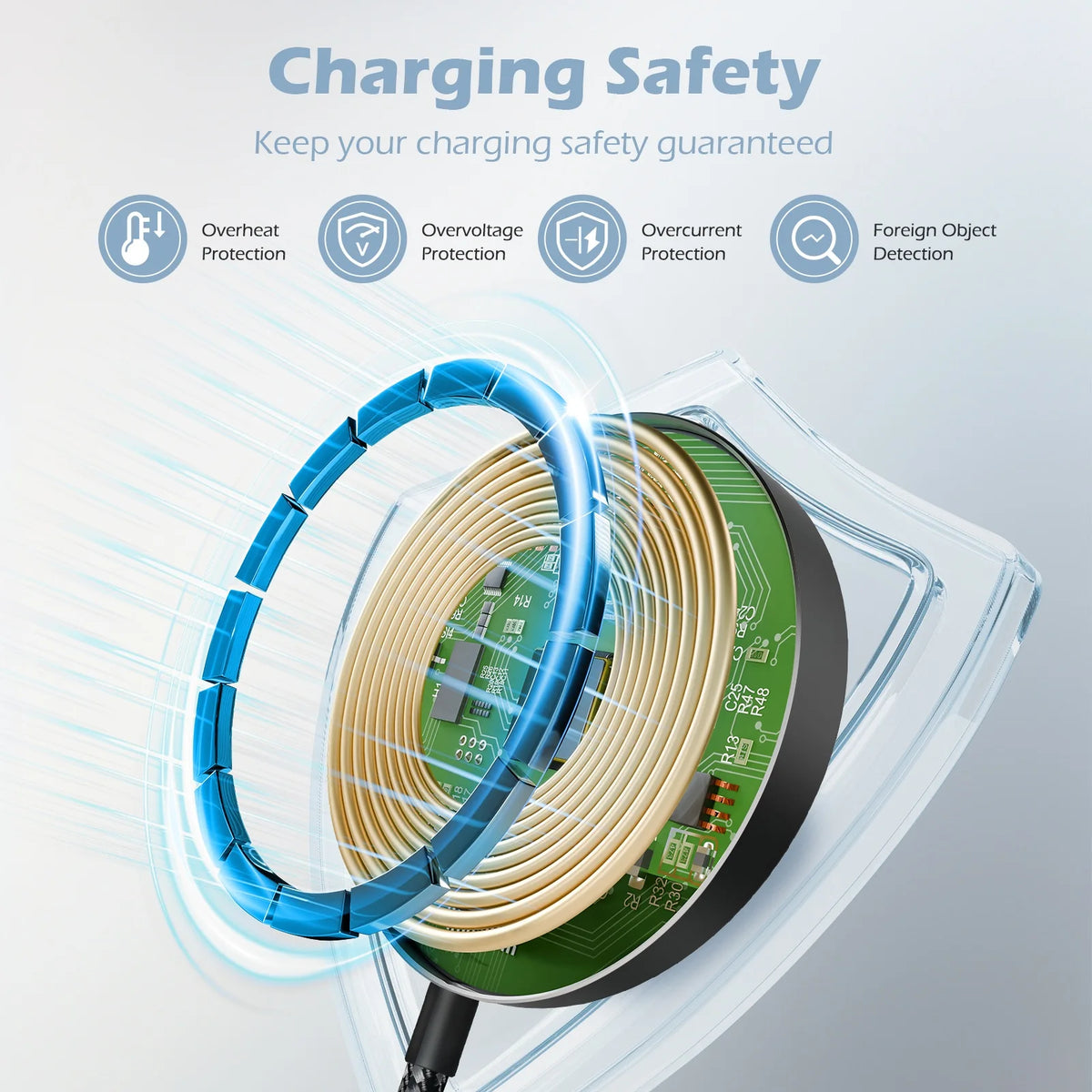 25W Magnetic Wireless Charger for iPhone 13–16 Series - Fast Charging Dock for AirPods, Xiaomi Devices and USB-C Power Adapters
