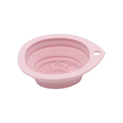 Silicone Makeup Brush Cleaner Bowl – Folding Powder Puff & Eyeshadow Brush Washing Mat, Soft Beauty Scrubber Tool