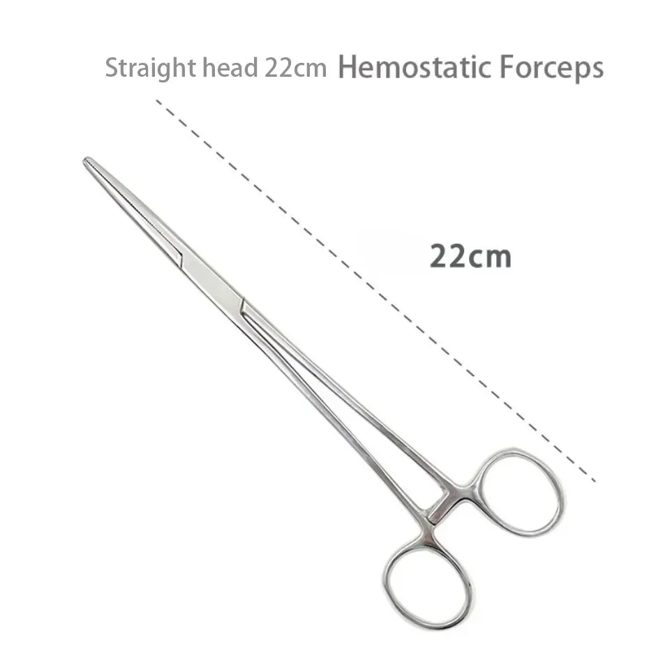 Stainless Steel Hemostatic Forceps - Locking Surgical Clamps with Curved & Straight Tip Pliers