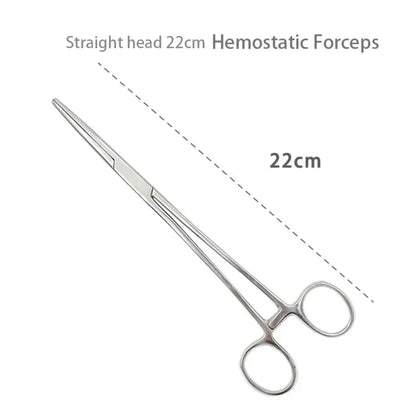 Stainless Steel Hemostatic Forceps - Locking Surgical Clamps with Curved & Straight Tip Pliers