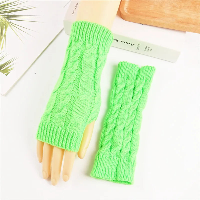 Women's Long Fingerless Gloves - Winter Knitted Arm Warmers | Casual Soft Thin Mittens | Unisex