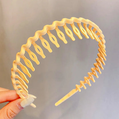 Elegant Solid Color Wave Hairbands for Women – Toothed Non-slip Hair Combs, Face Wash & Sports Headbands, Hair Accessories for Girls