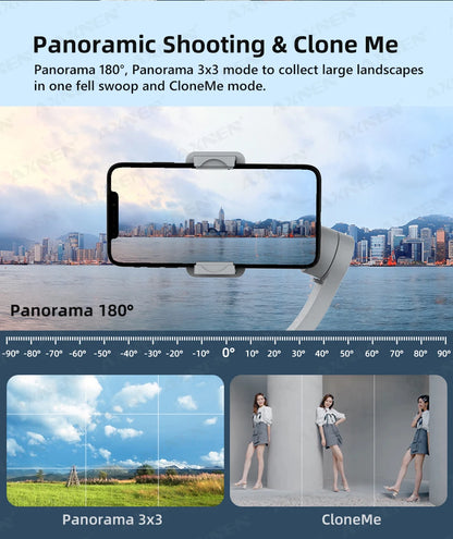 HQ6 3-Axis Gimbal Handheld Stabilizer – With Fill Light, Face Tracking, Anti-Shake for Android & iPhone Video Recording