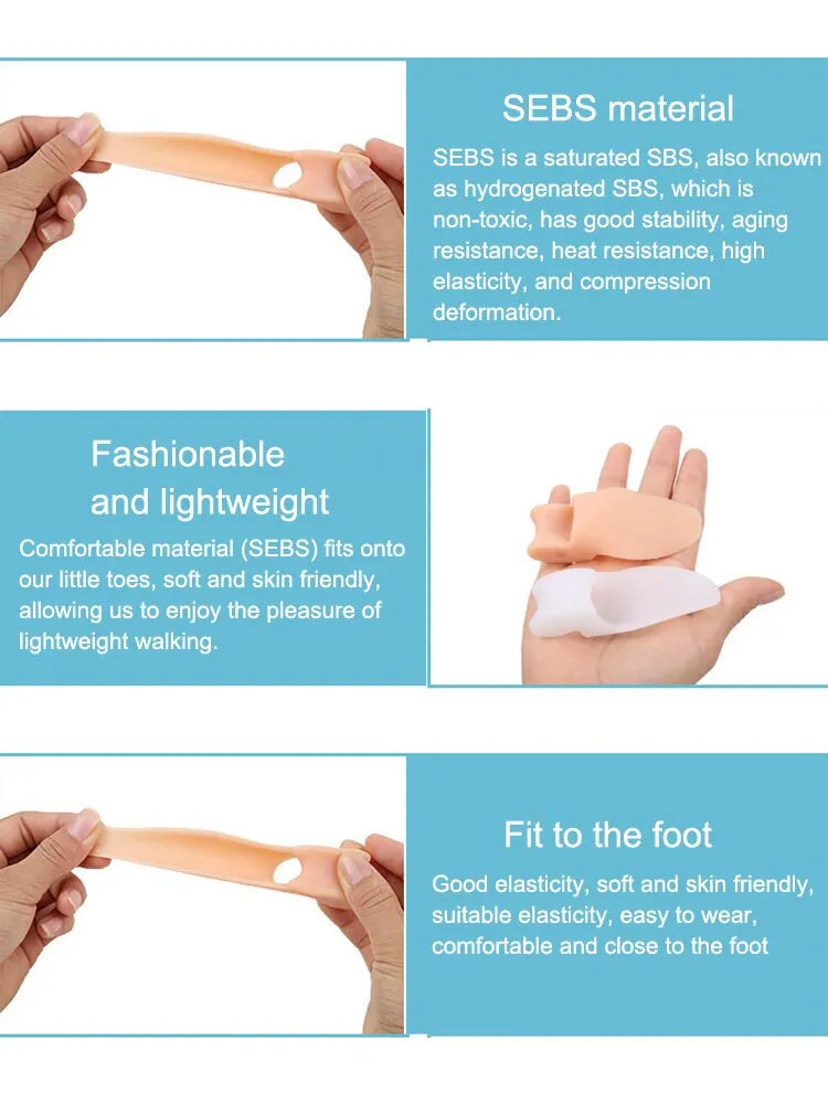 2PC Silicone Toe Splitter & Correction Device – Hallux Valgus Relief, Toe Sleeve for Large Foot Bone Separation, Manicure Tools