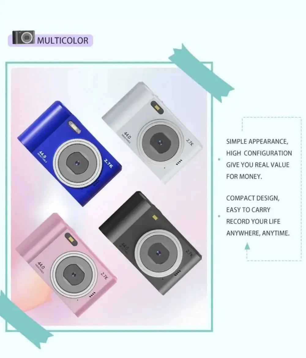 Digital Kids Camera — Compact 1080P Camcorder with Autofocus, 8x Zoom for Beginner Photography