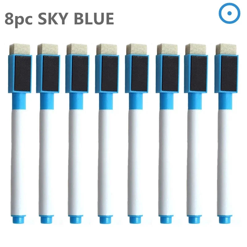 8PC Magnetic Whiteboard Markers – Colorful Blackboard & Whiteboard Pens with Built-In Eraser for School, Kids Drawing & Graffiti