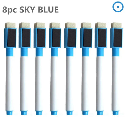 8PC Magnetic Whiteboard Markers – Colorful Blackboard & Whiteboard Pens with Built-In Eraser for School, Kids Drawing & Graffiti