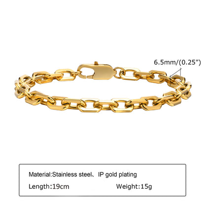 Women's Chunky Gold Plated Stainless Steel Link Chain Bracelet – Waterproof Layered Wristband Jewelry