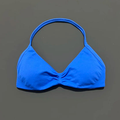 Histello Women’s Strappy Sports Bra - Seamless High-Support Yoga, Running and Workout Halter Top