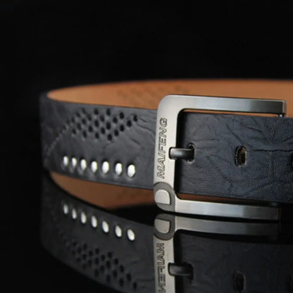 Simple Leather Men's Belt – Luxury Classic Buckle, High-Quality Alloy Vintage Cowboy Waistband for Business & Casual Use