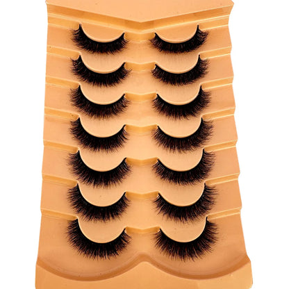 7 Pairs 3D Mink Fur False Eyelashes – Thick Short Dramatic Natural Look Makeup Lashes Wholesale