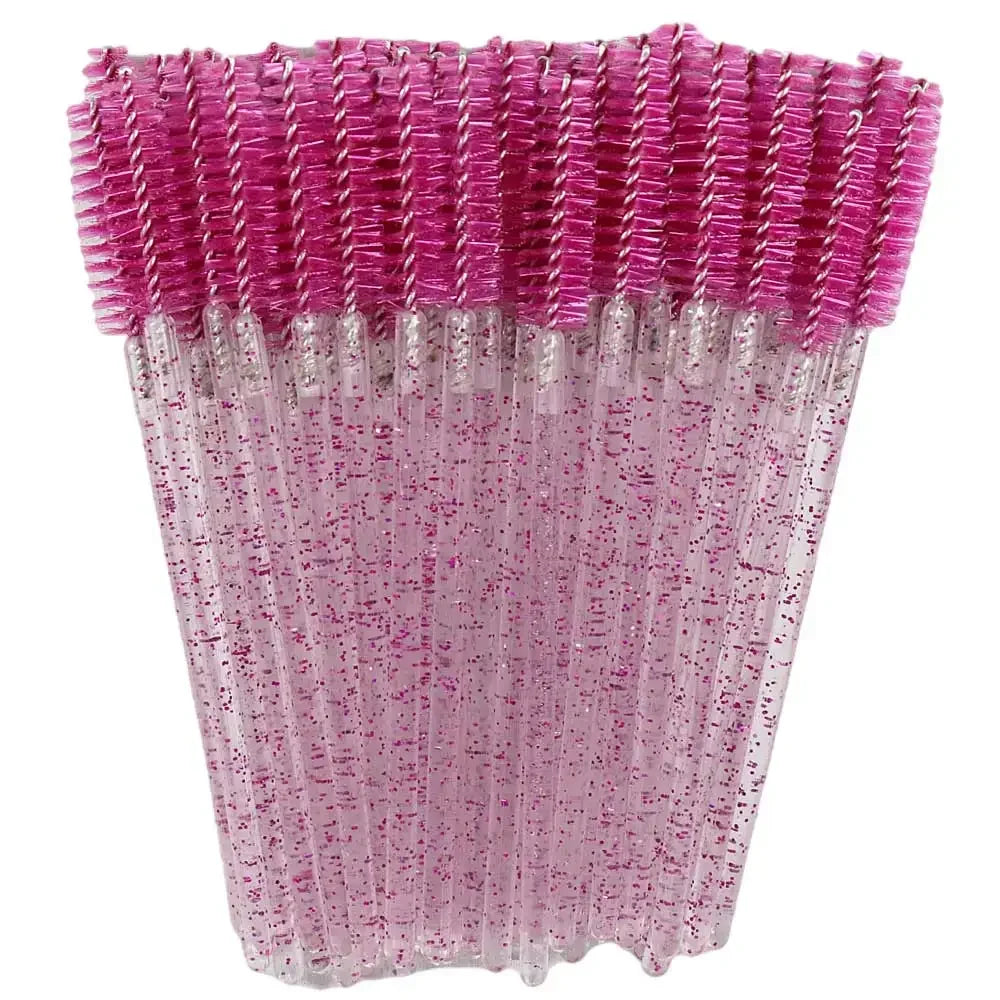 50-Pack Disposable Crystal Eyelash Brush Combs – Professional Eyelash Extension Mascara Wands for Makeup and Beauty Tools