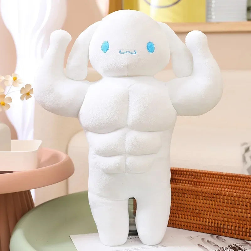 Sanrio Kawaii Hello Kitty Muscle Plush – Funny Chest Abdominal Boyfriend Pillow & Pom Pom Purin Doll, Christmas Gift