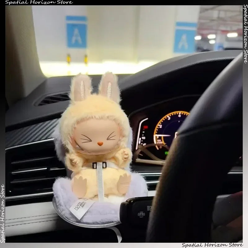 Mini Plush Safety Seat — Kawaii Labubu Idol Kpop Doll Car Air Freshener & Decoration Accessory