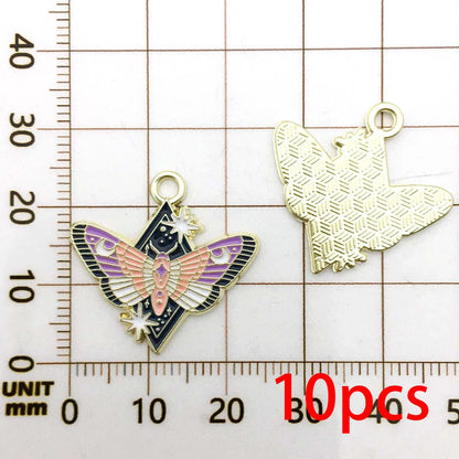 10–12 Piece Halloween Enamel Charms Set - Colorful Moth and Butterfly Pendants for DIY Jewelry Making & Crafts