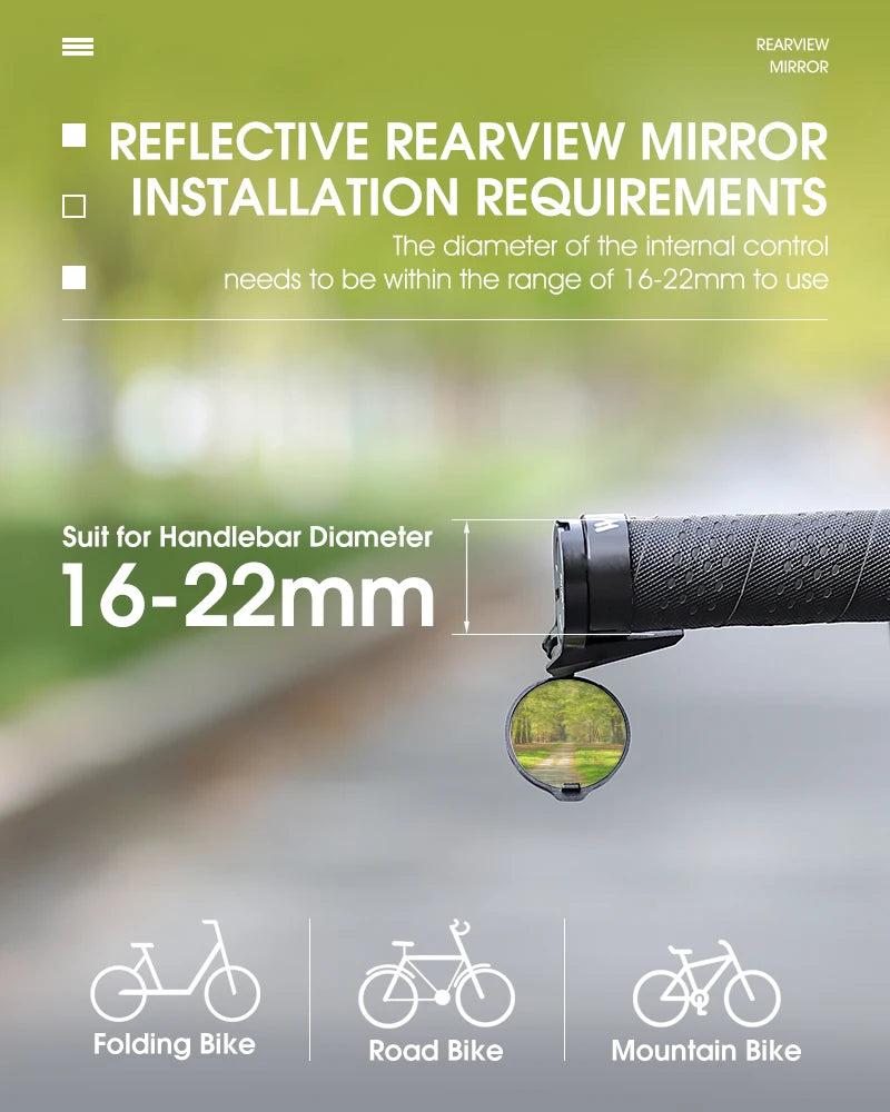 WEST BIKING Adjustable Bicycle Rearview Mirror – Universal Convex Handlebar End Mirror for MTB & Road Bikes