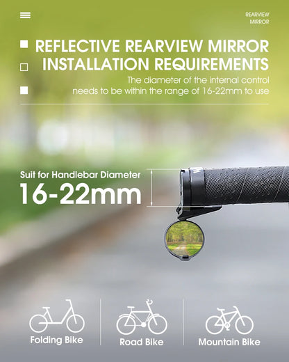 WEST BIKING Adjustable Bicycle Rearview Mirror – Universal Convex Handlebar End Mirror for MTB & Road Bikes