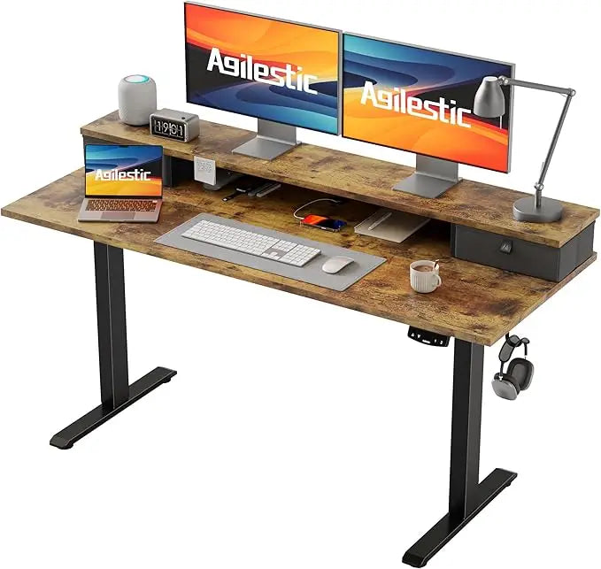 55×24 Inch Height Adjustable Electric Standing Desk – Sit-Stand Desk with 2 Drawers, Ergonomic Adjustable Workstation