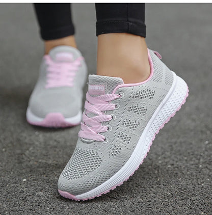 Women's Lightweight Lace-Up Flats – Fashionable Round Toe Nurse Sneakers, Comfortable Walking Shoes, Plus Size Available